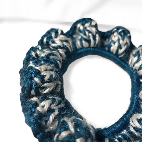 HANDMADE. Blue scrunchie set! *SET OF TWO* made from bamboo yarn! - Picture 8 of 10